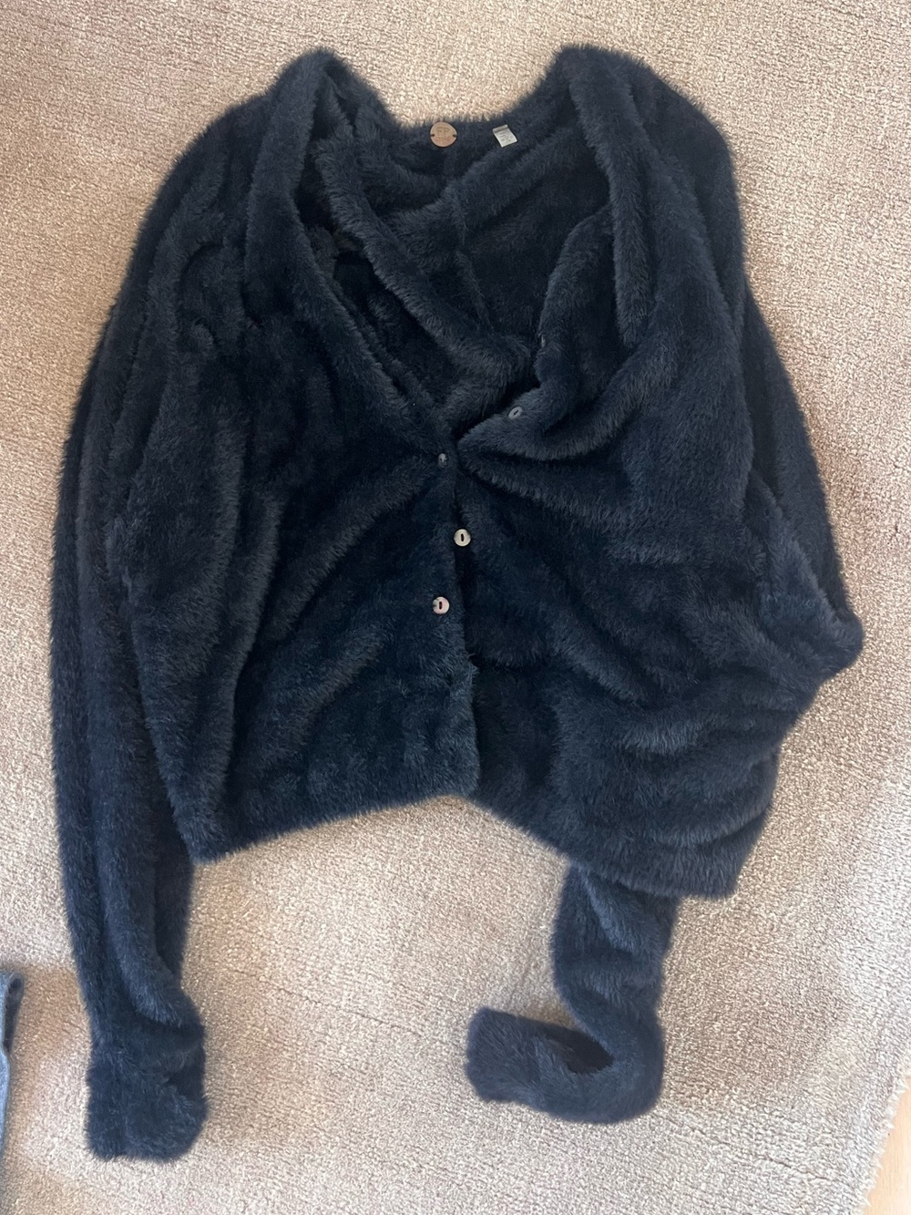 Free People black fuzzy eyelash cardigan